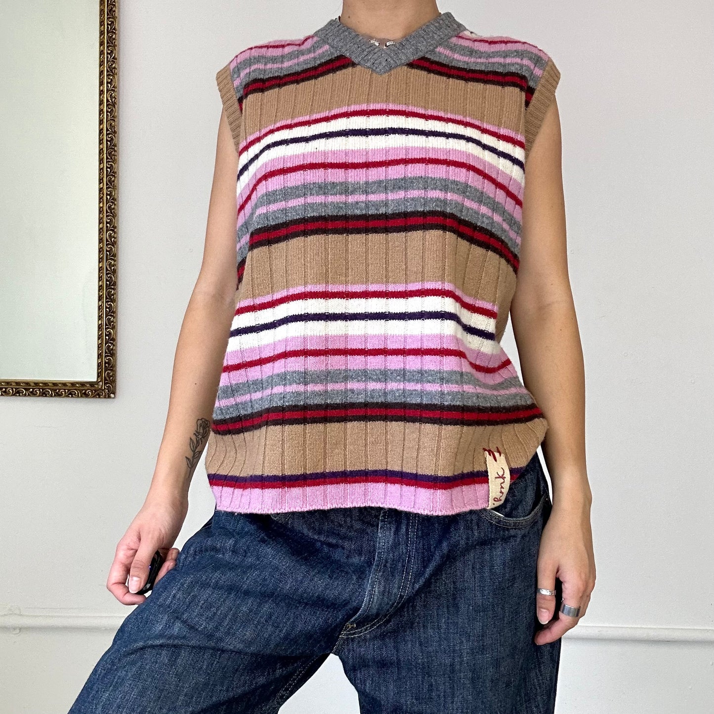 colourful striped sweater vest