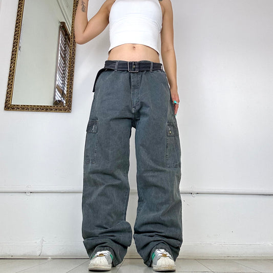 baggy grey cargo jeans