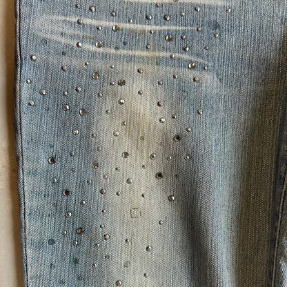 flared light wash diamantés jeans