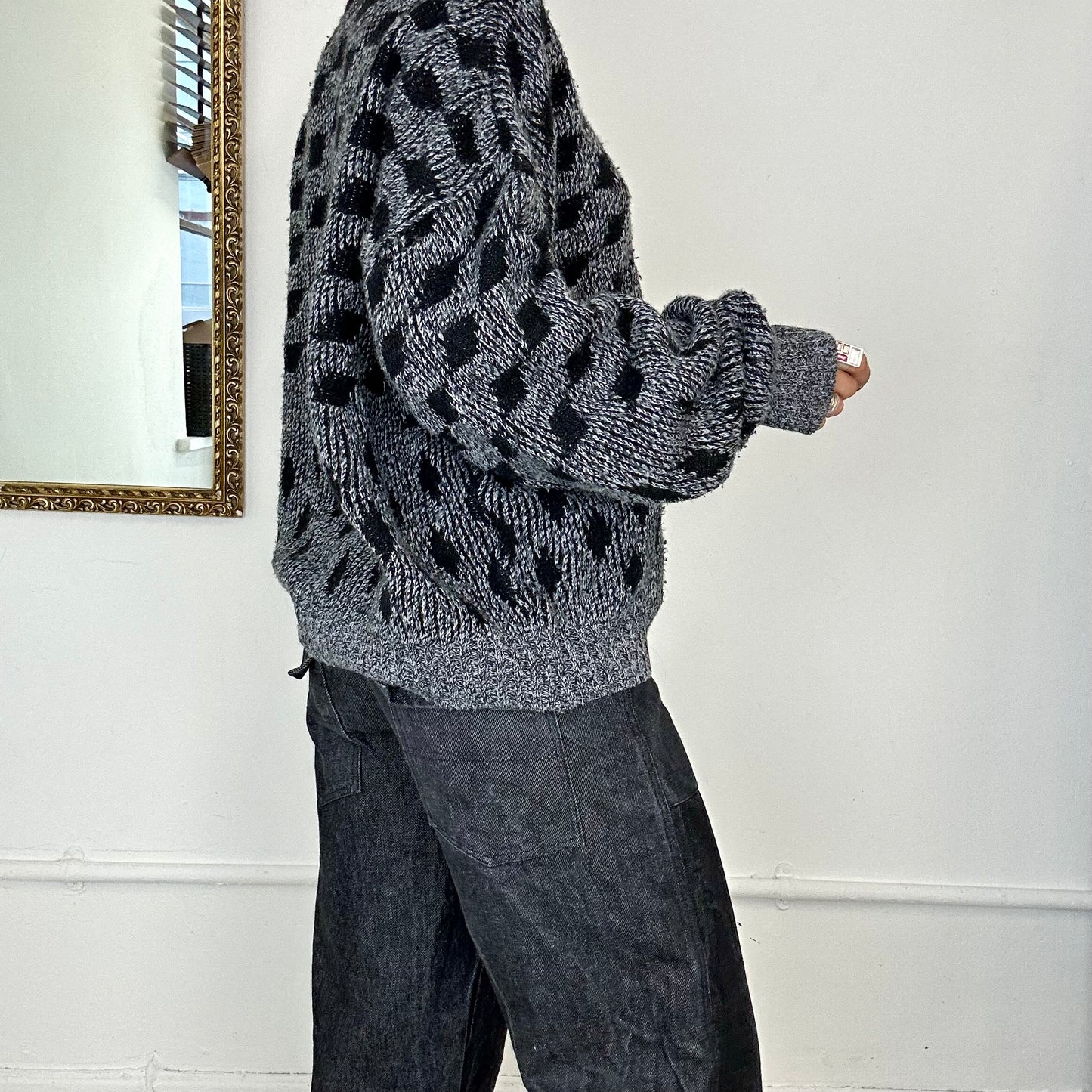 vintage patterned knit wool jumper