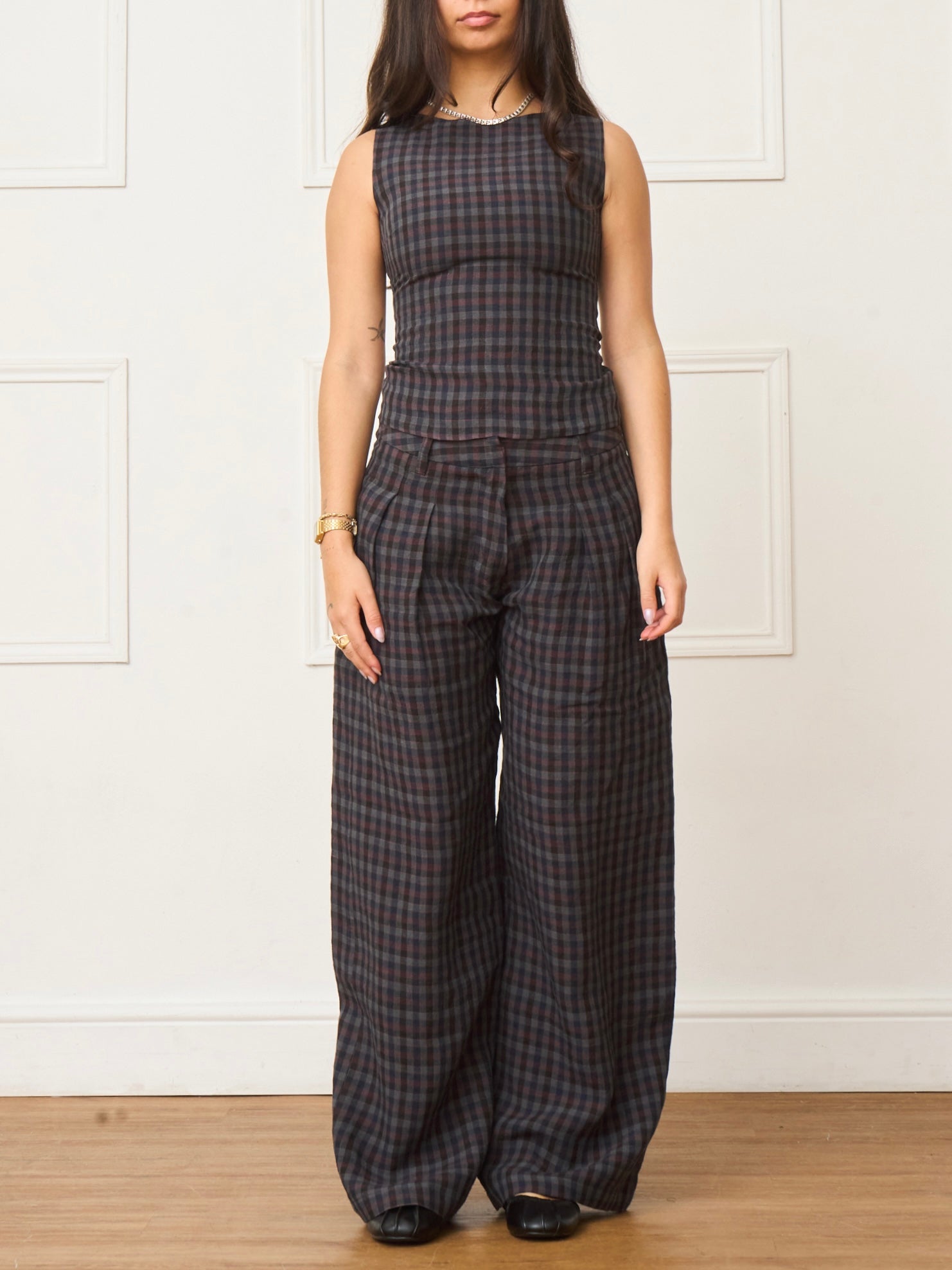 charlie top - gingham linen