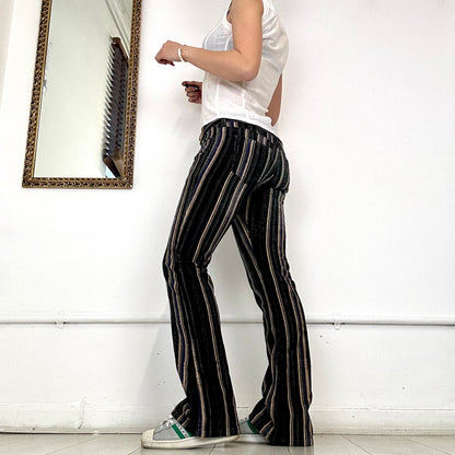 colourful striped corduroy flared trousers by energie