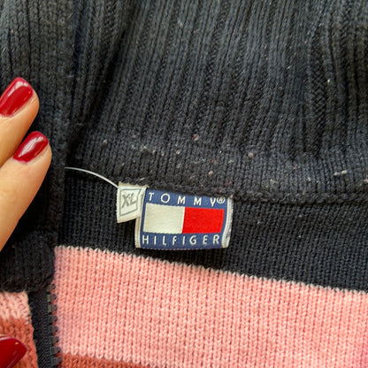 tommy hilfiger striped zip up jumper