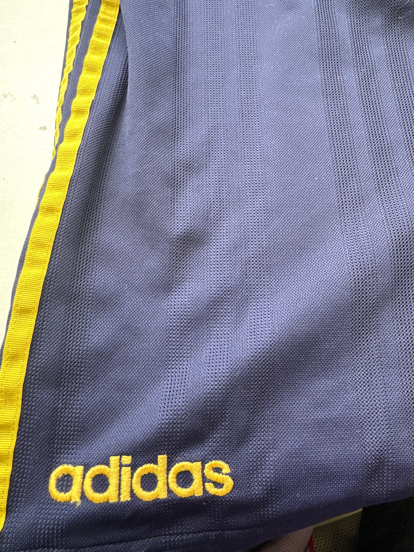 navy & yellow vintage adidas basketball shorts