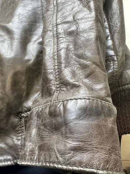 vintage dark olive leather jacket by tommy hilfiger