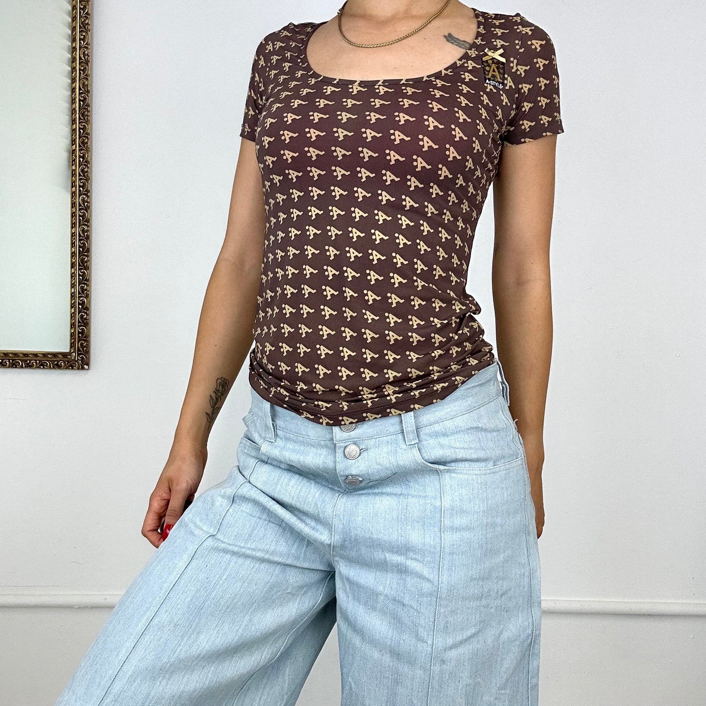 2000’s brown monogram slinky top