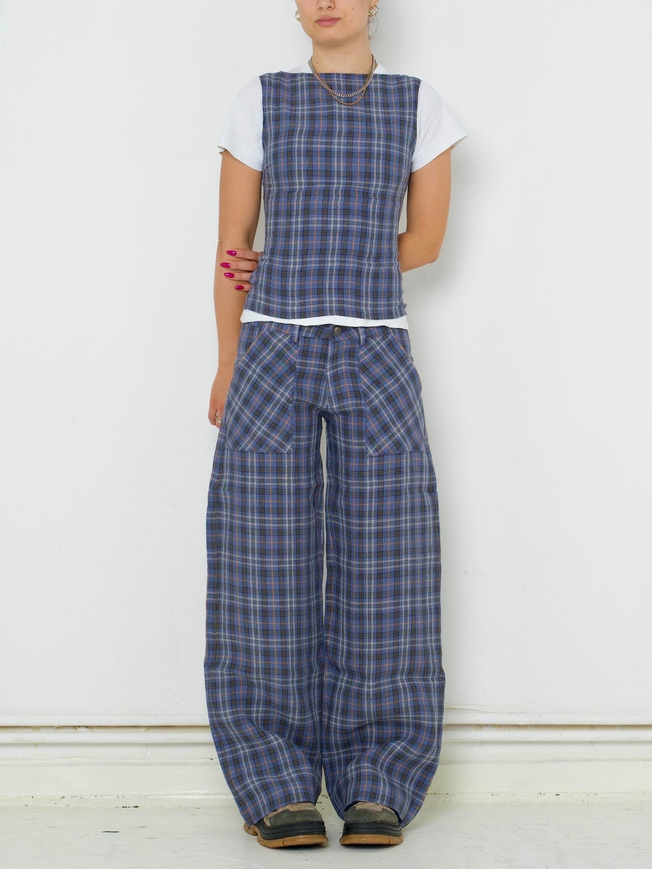 slouch trouser - pebble linen