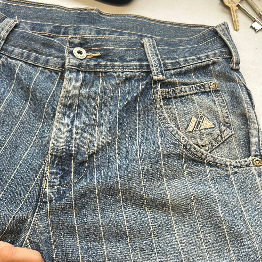 new york yankees pinstripe denim shorts