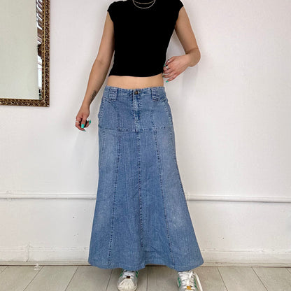 2000's denim maxi skirt