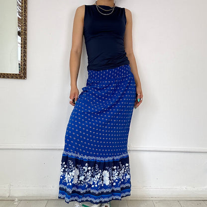 blue floaty maxi skirt