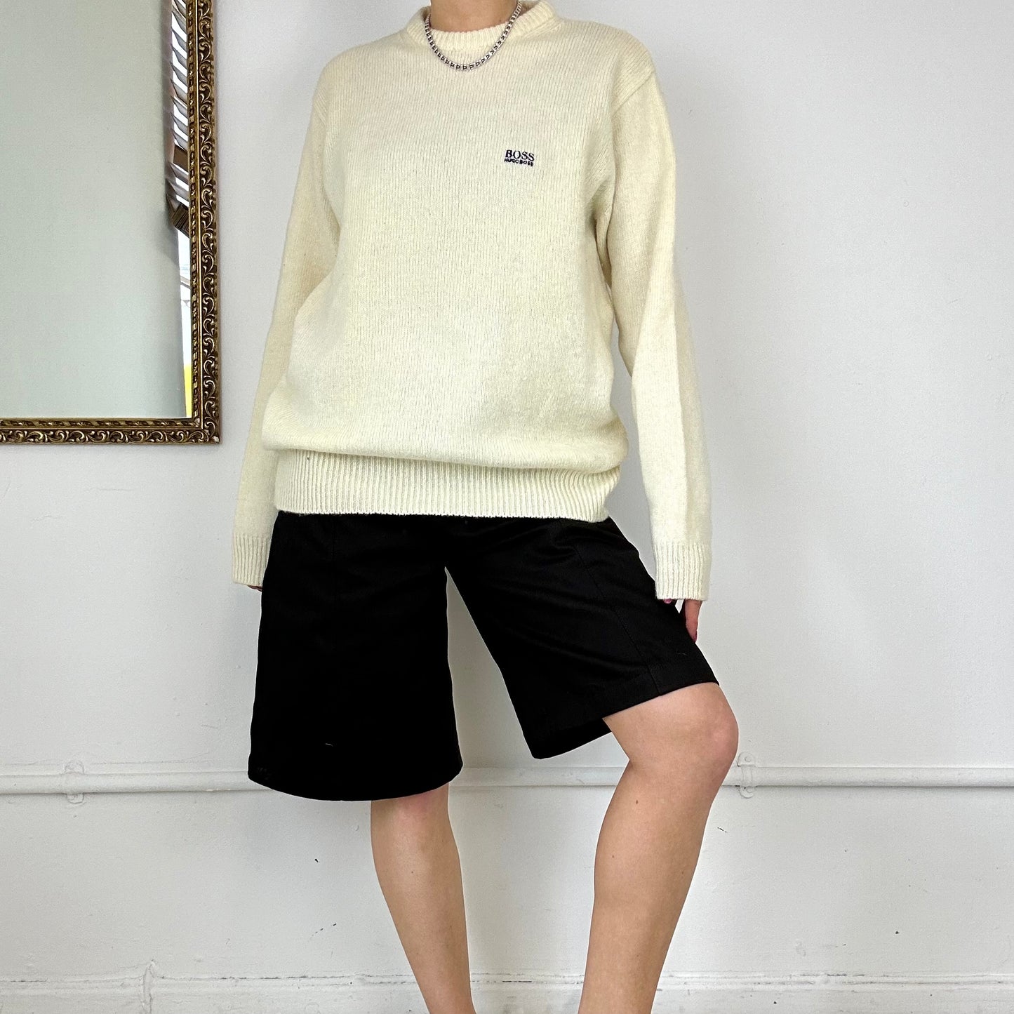 vintage cream hugo boss knit jumper