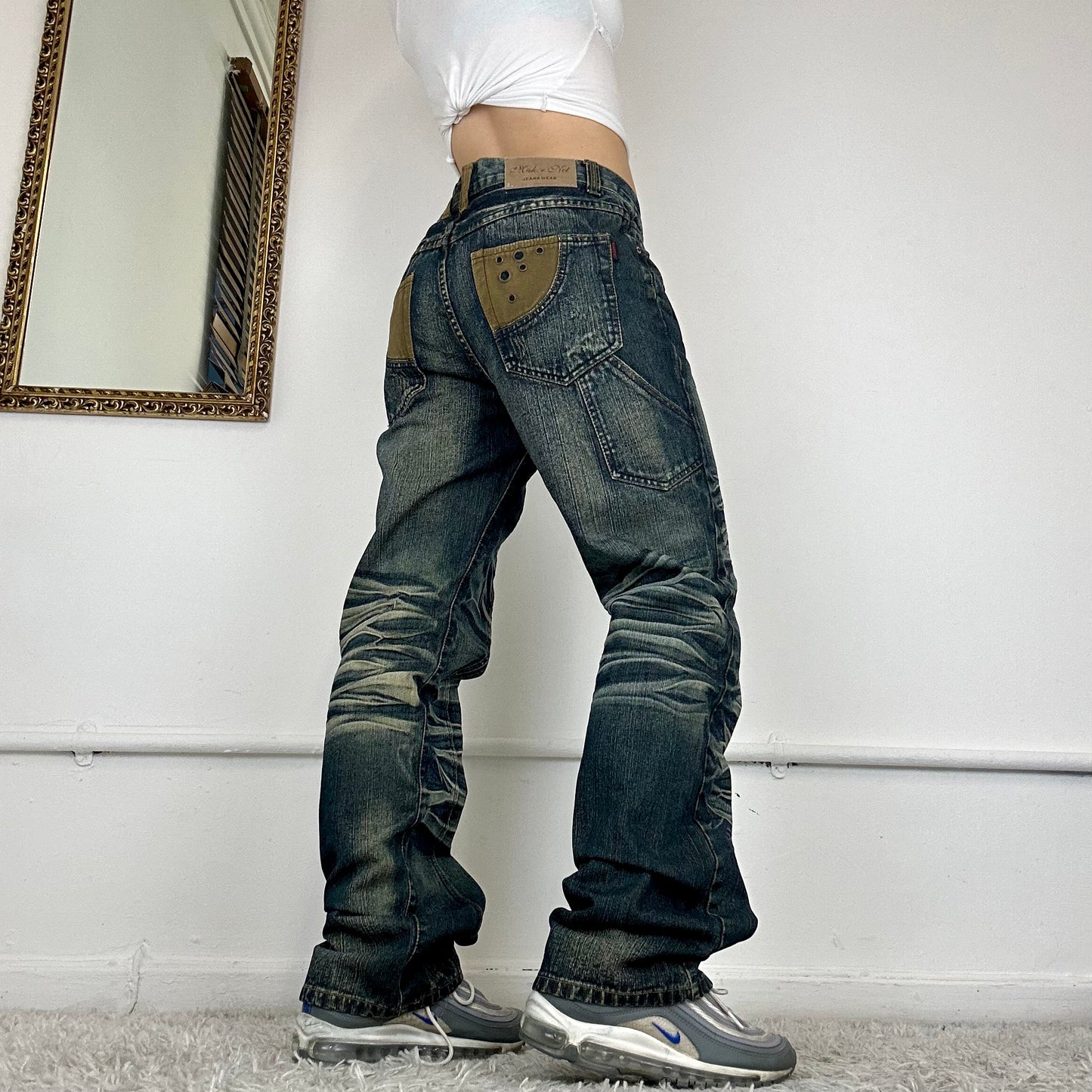 two tone cargo jeans