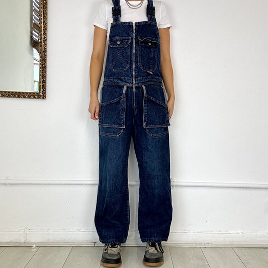 dark wash baggy dungarees