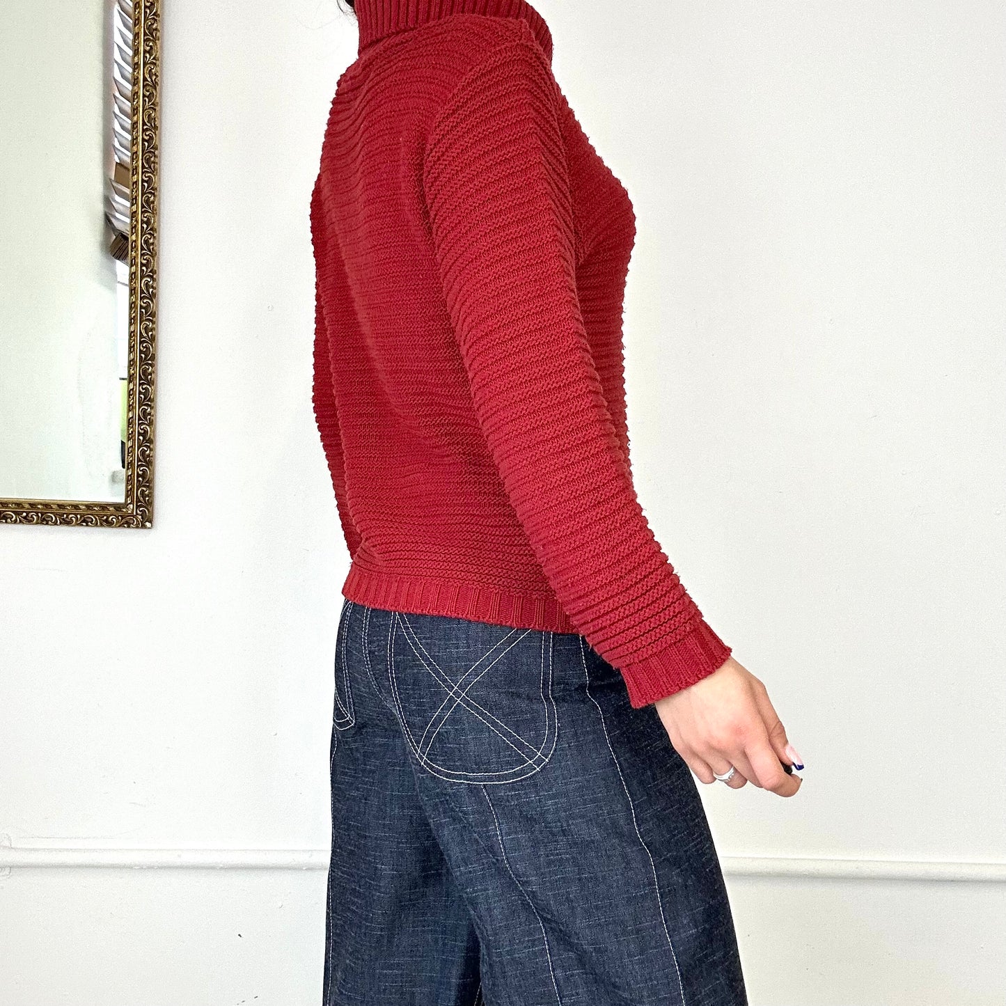 prada red chunky roll kneck knitt jumper