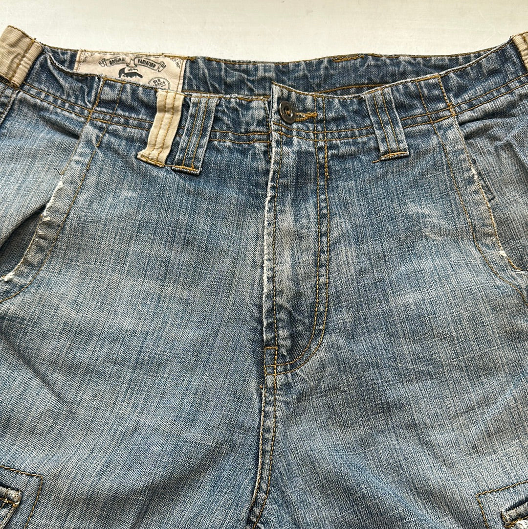 long denim cargo shorts