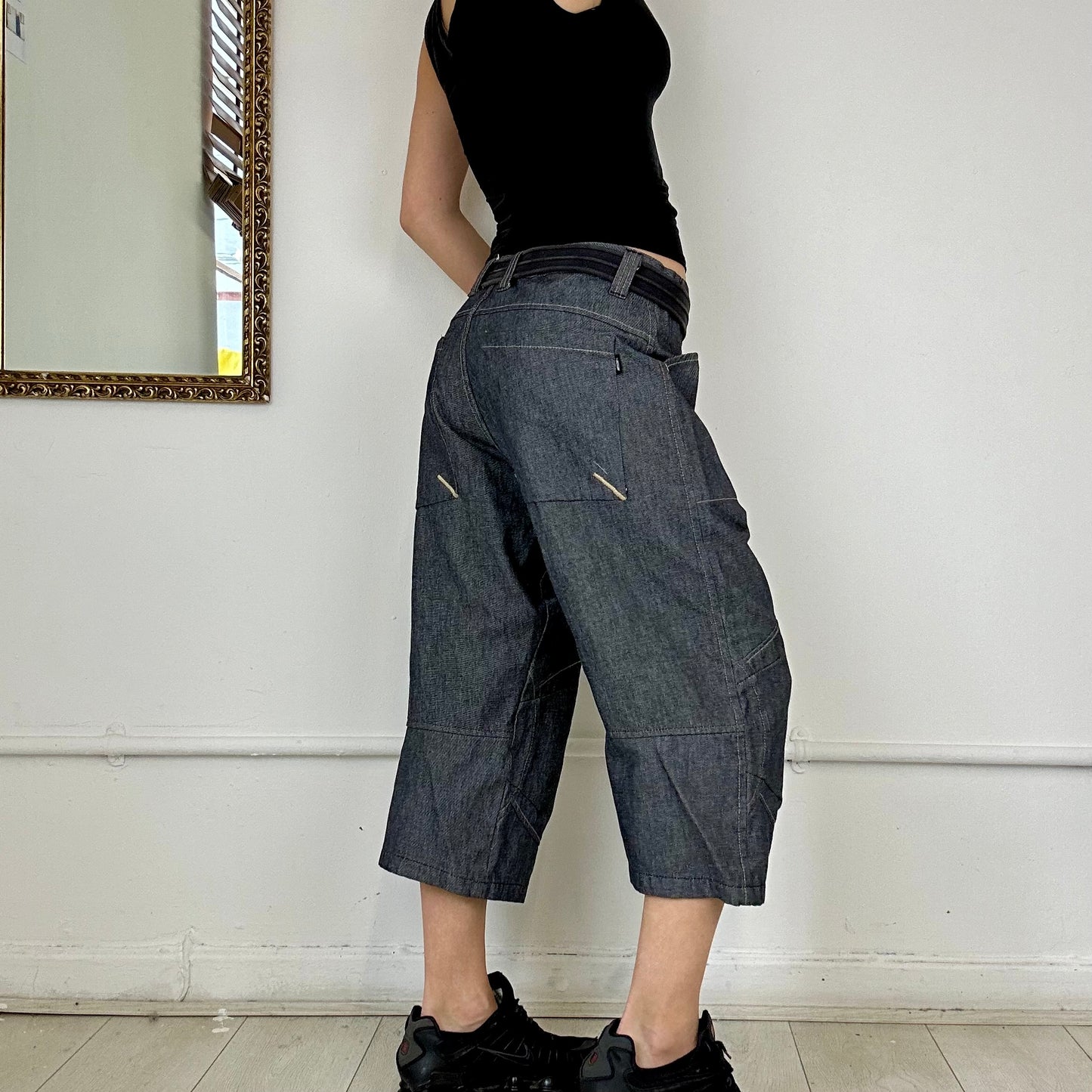 00s baggy 3/4 long denim short