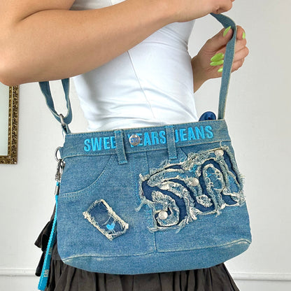 2000's denim cross body bag