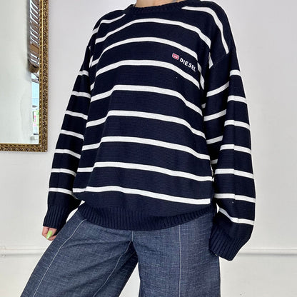 vintage dark navy striped diesel jumper