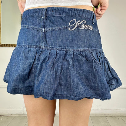 dark denim bubble mini skirt