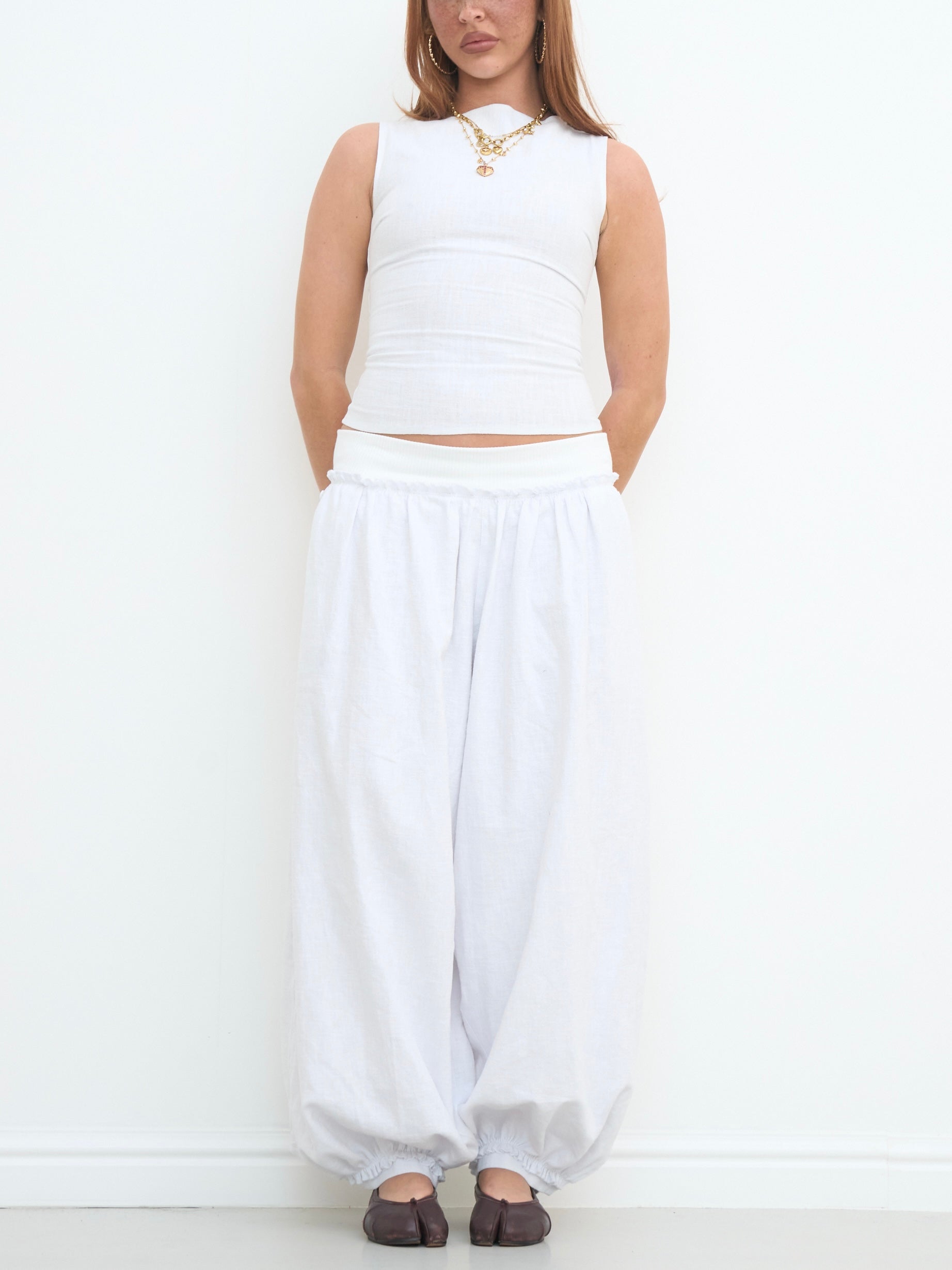 hayley pant - white linen