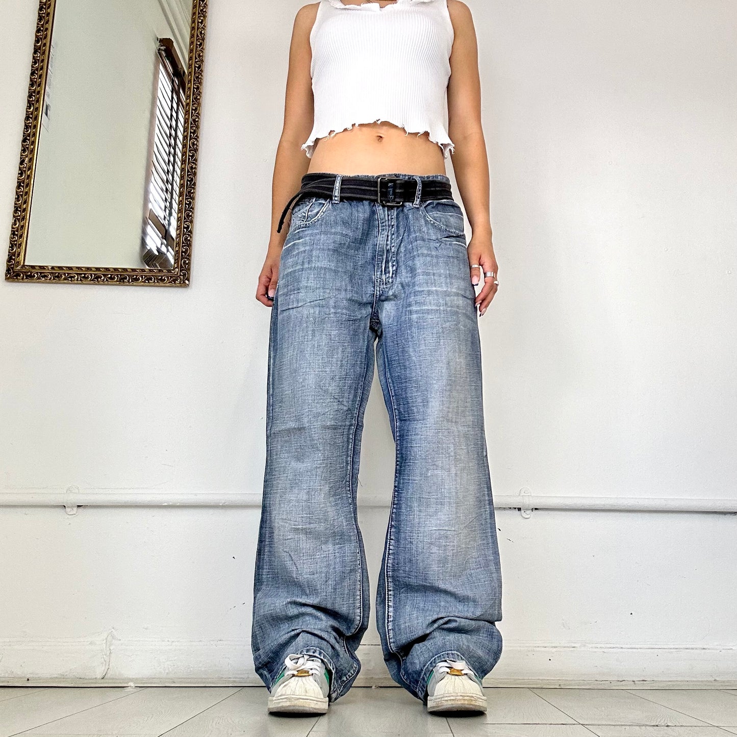 light wash baggy wide leg jeans