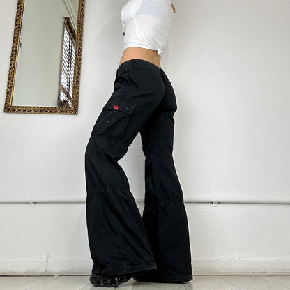 00s black baggy cargo trousers