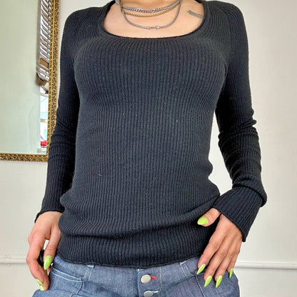 calvin klein knitted black long sleeve top