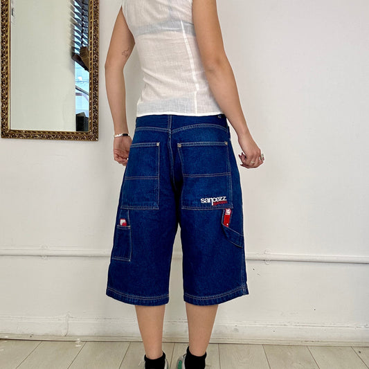 90's dark wash denim cargo jorts