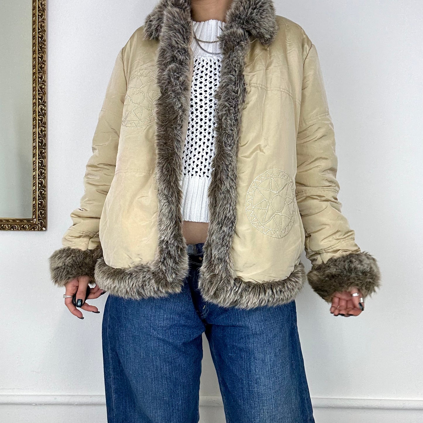 vintage fur trim afghan coat