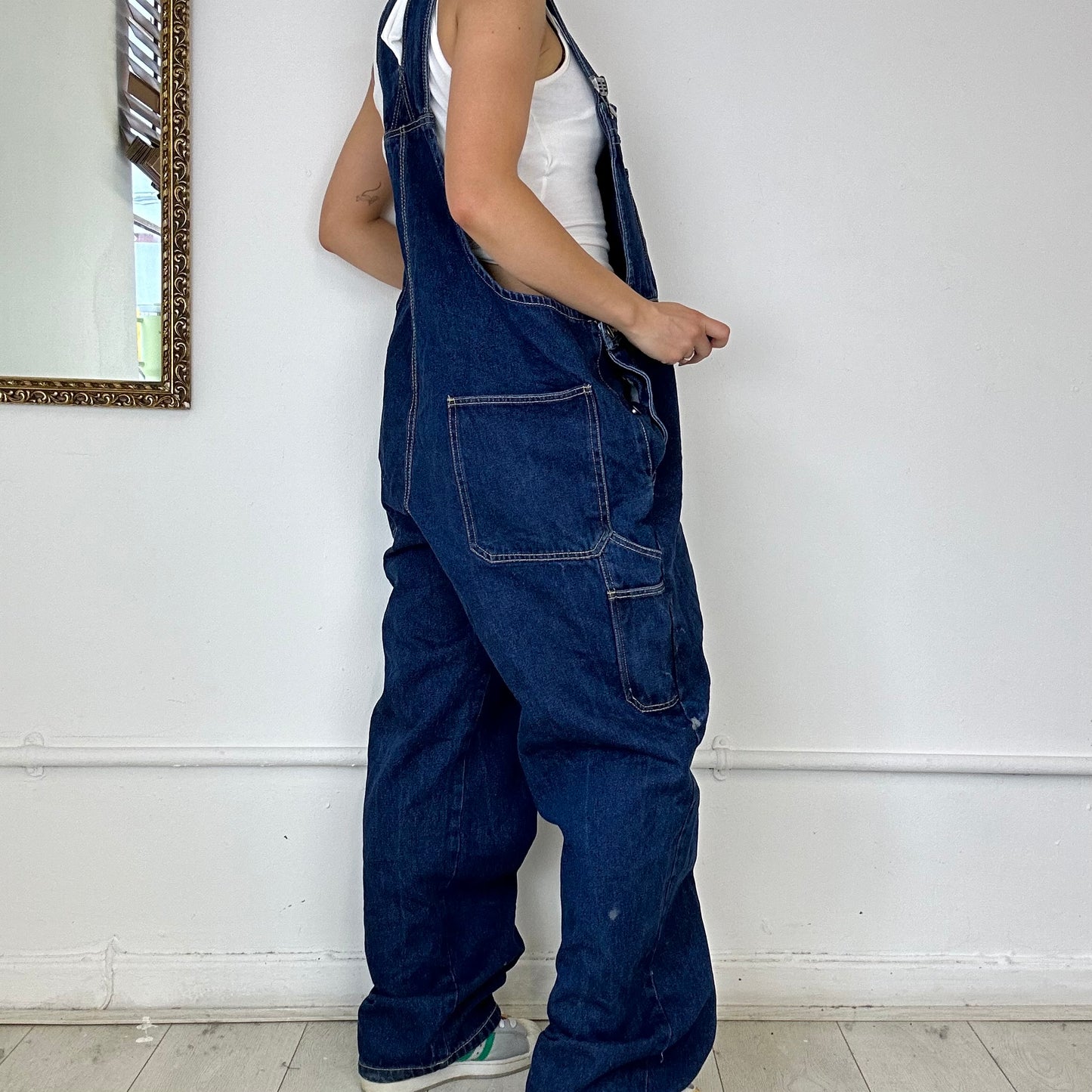 vintage baggy dark wash denim dungarees