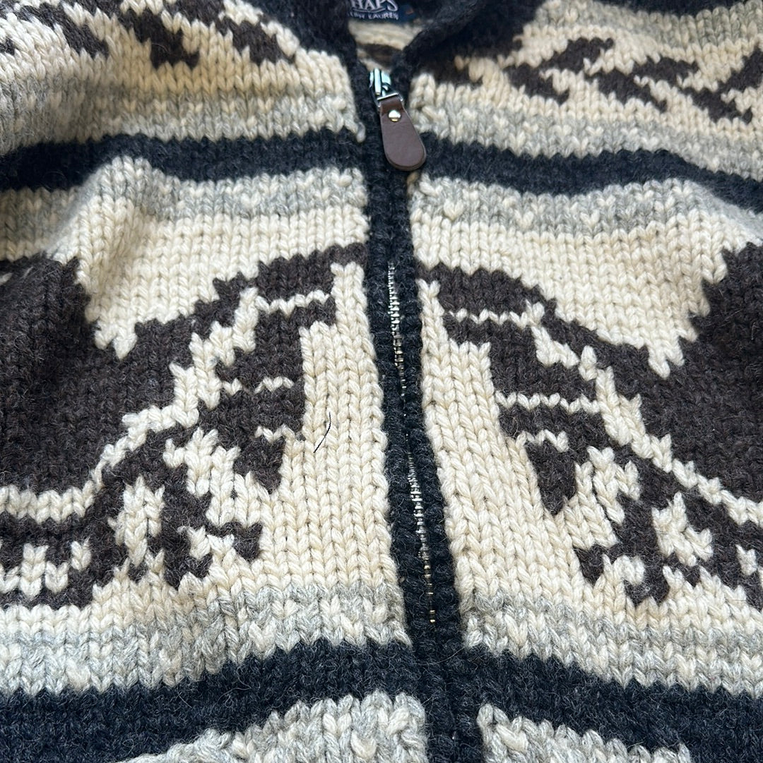 vintage patterned zip up ralph lauren knit