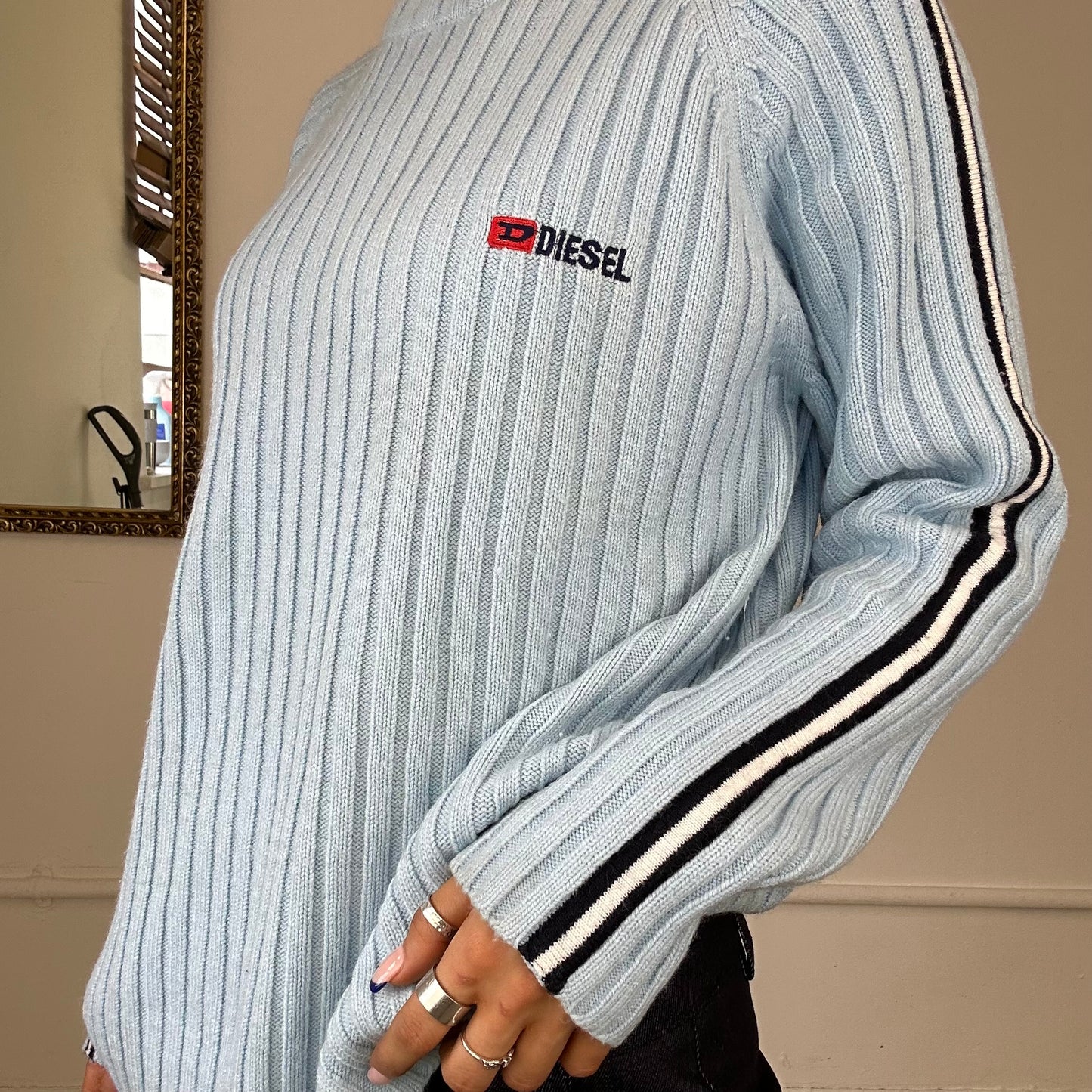 90s baby blue diesel knit jumper