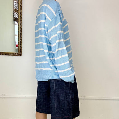 vintage baby blue striped lacoste knitted jumper