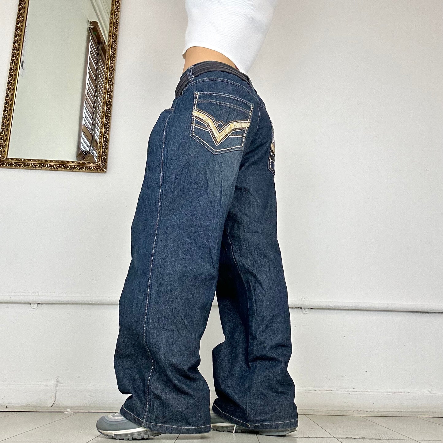 baggy dark wash jeans