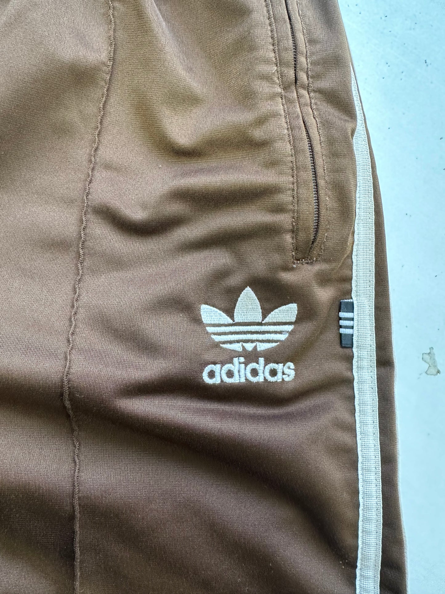 90's adidas brown three stripe joggers