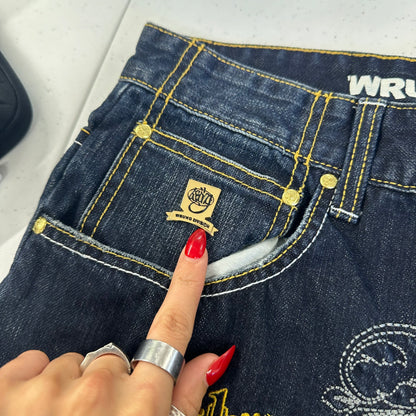 90's embroidered skate jeans by wrung