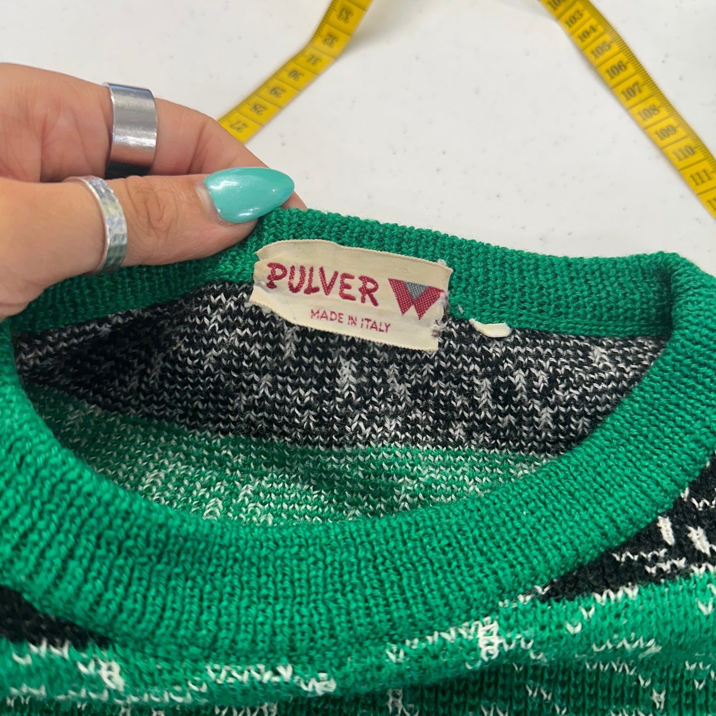 vintage italian green & black knitted jumper