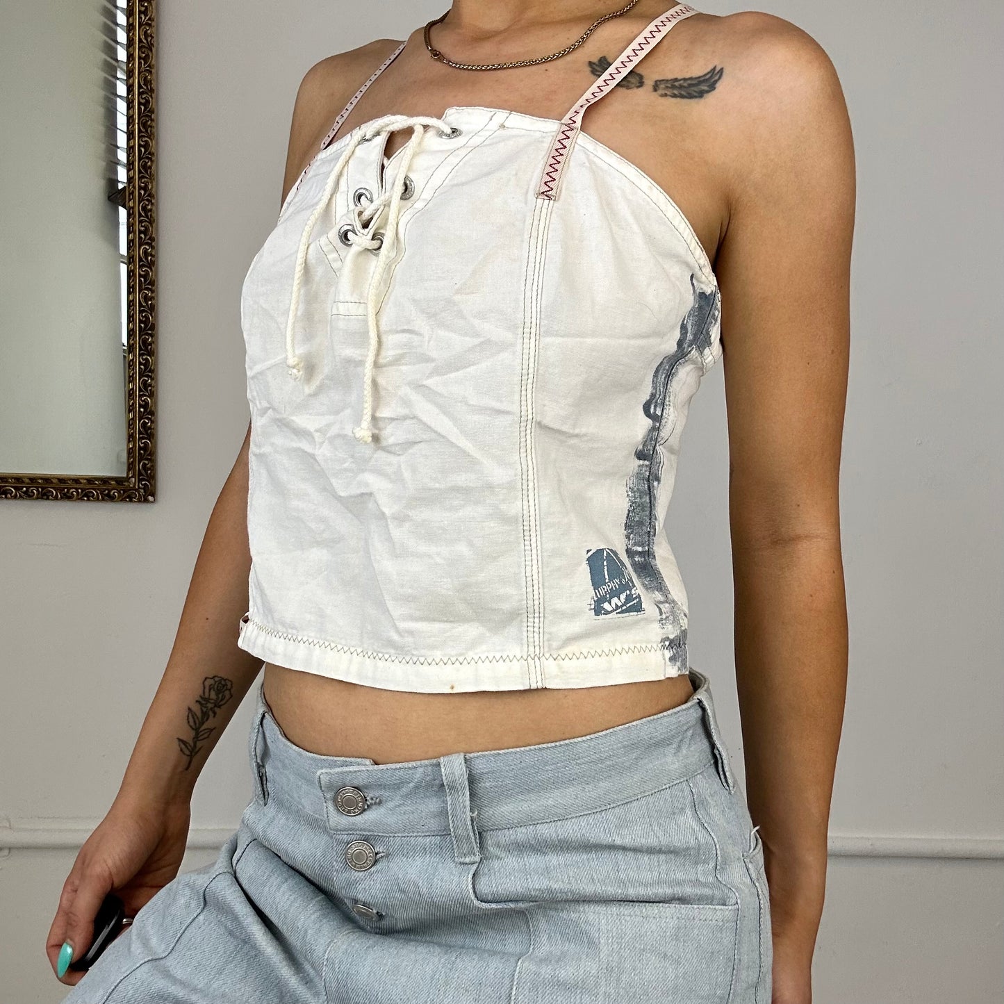 vintage murphy & nye lace up corset top