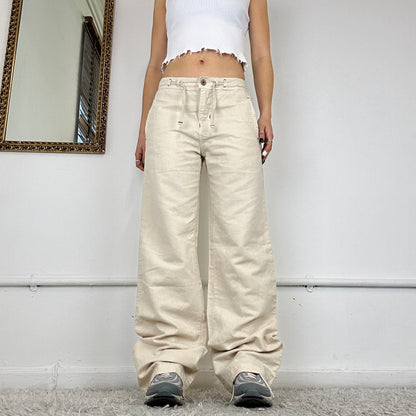 wide leg cream cargo trousers