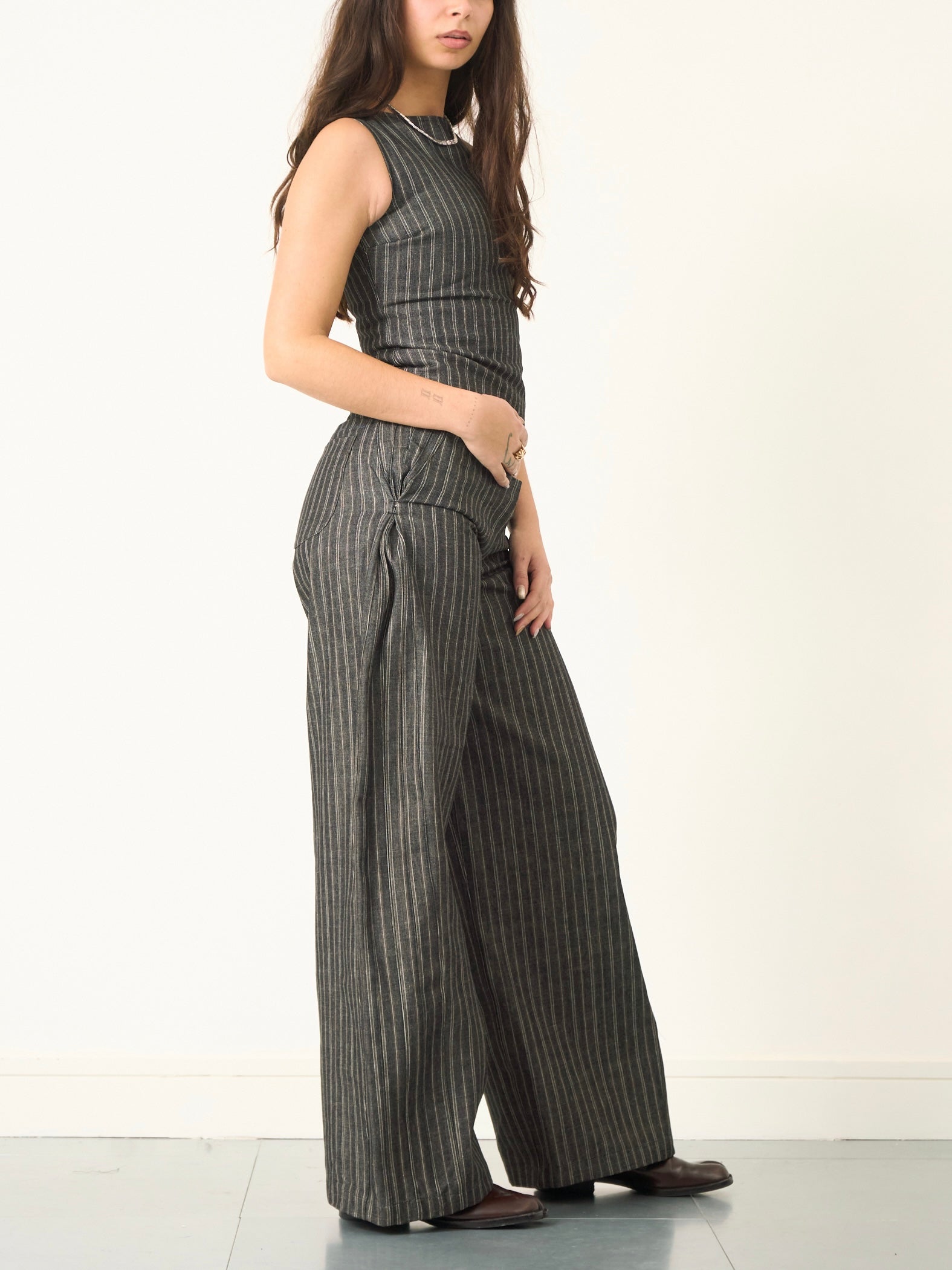 charlie top - striped denim