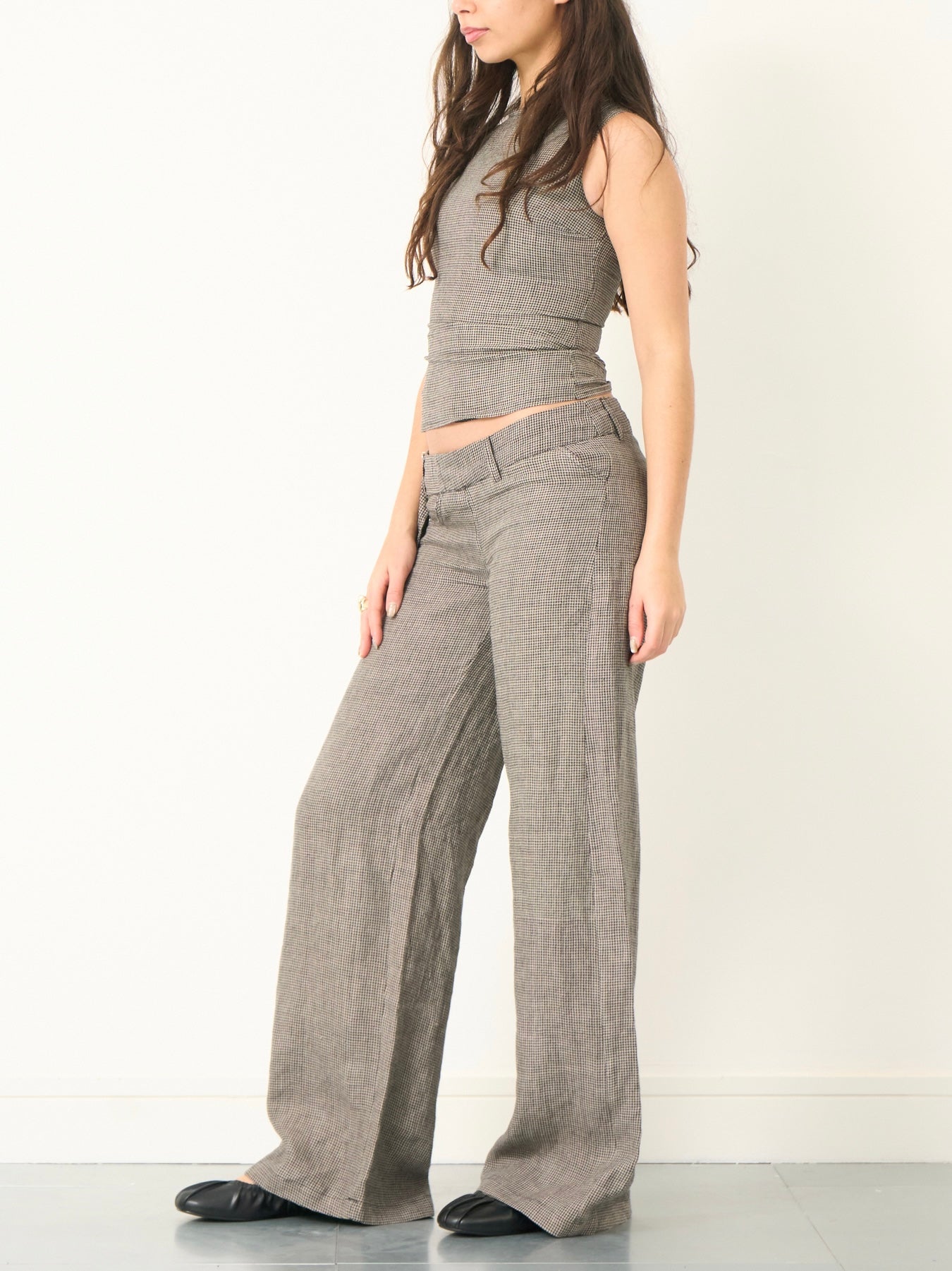 roman trouser - dogtooth linen