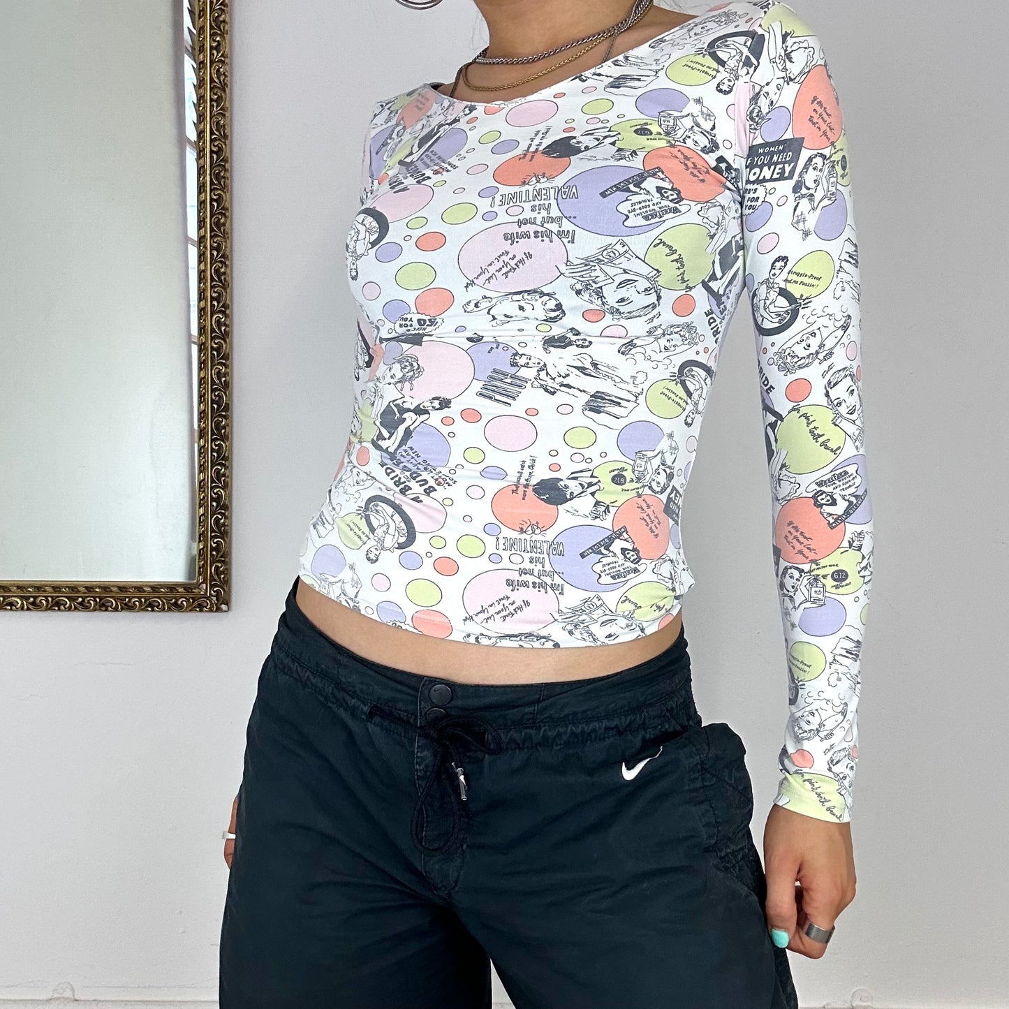 00's graphic comic print top