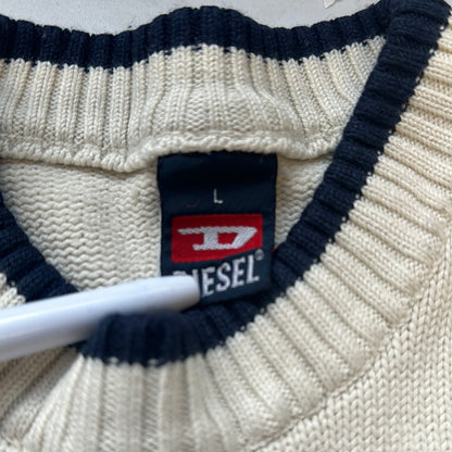 vintage diesel cream knit logo jumper