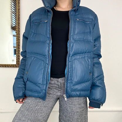 diesel blue zip up puffer jacket