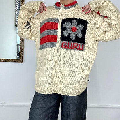 2000’s zip-up knitted jumper by Guru