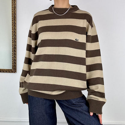 Lacoste brown striped knit jumper