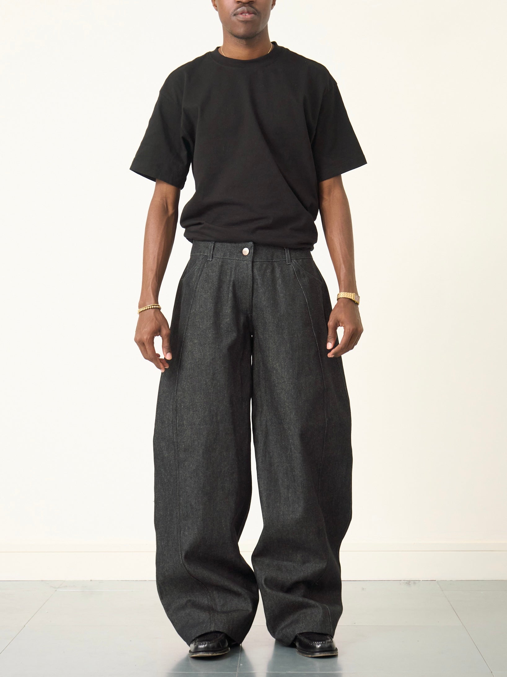 balloon jean - dark grey denim