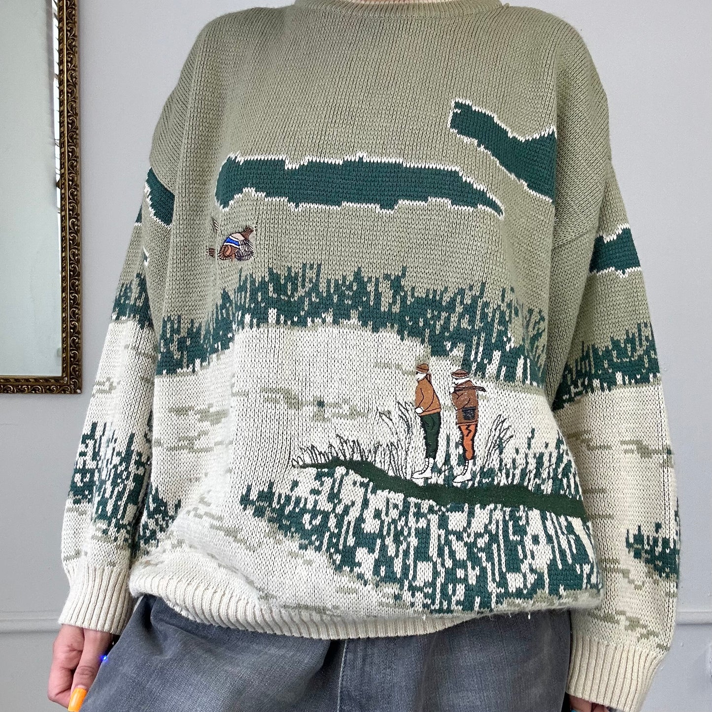 vintage landscape knit jumper