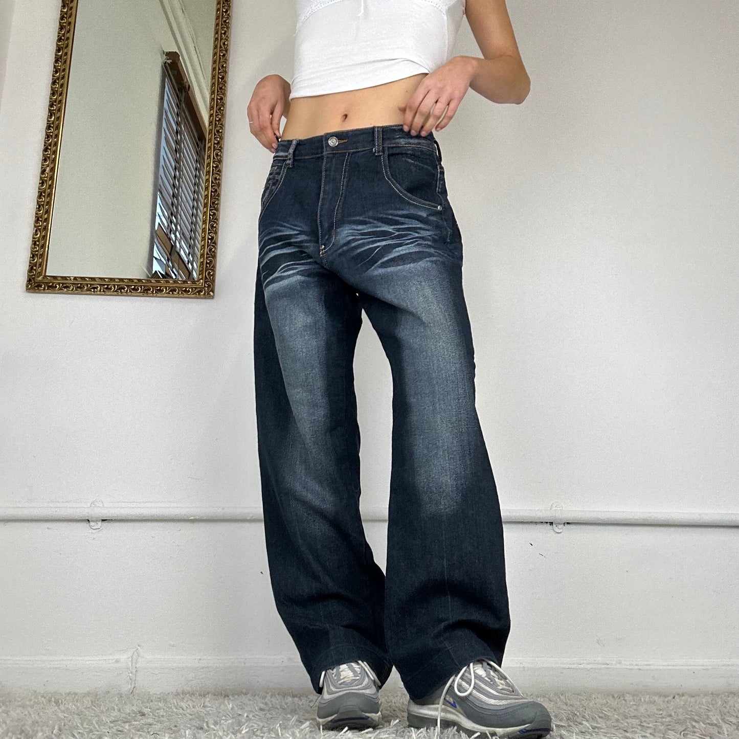 baggy two tone jeans