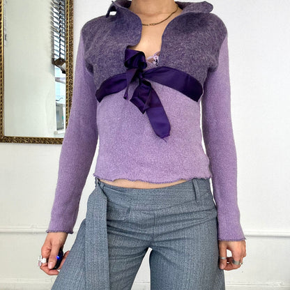 2000's mohair purple cami & coatee top